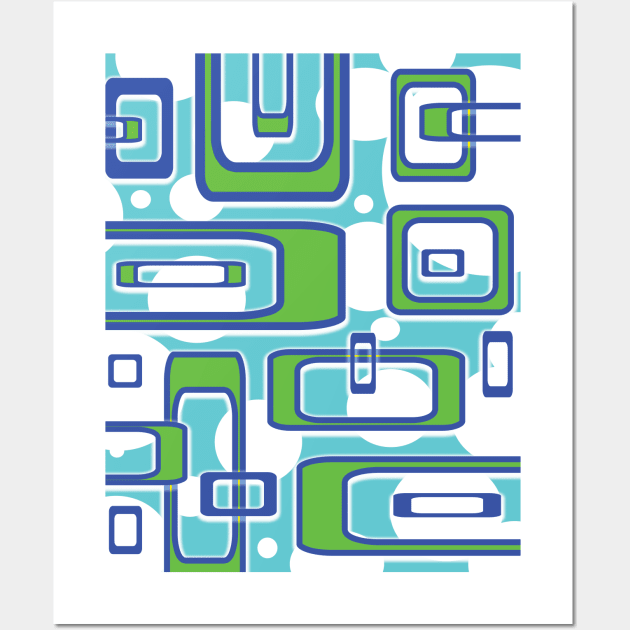 Geometric Shapes in Blue and Green Wall Art by LupiJr